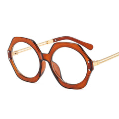 Hexagonal Colorful Glasses Frame Leopard Gradient Eyeglass Frame