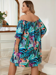 Plus Size Boho Lounge Dress Women's Plus Off Shoulder Nightdress