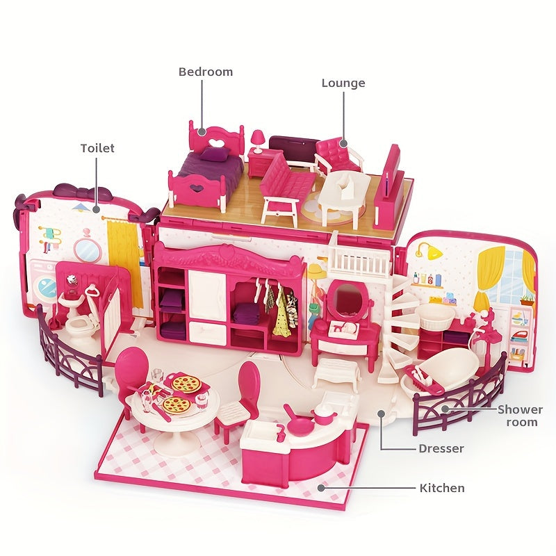 Portable Camping Car Toy Set Bus Toy Including Kitchen Bedroom Bathroom