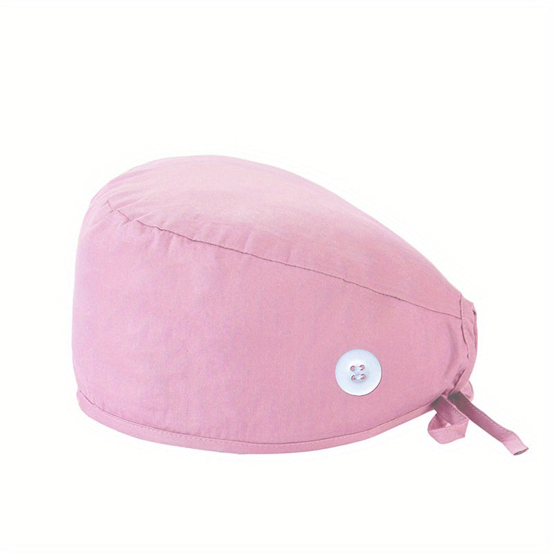 Solid Cotton Work Cap Casual Nurse Hats Elastic Lace Up Cap Adjustable