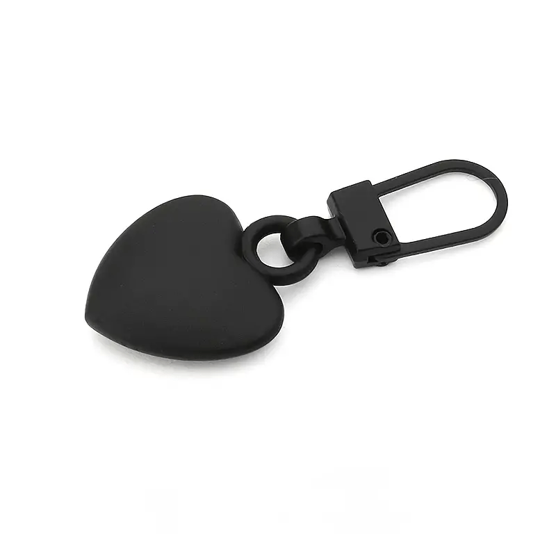 5pcs Metal Zipper Pull Ji Heart Shape Coat Backpack Jacket Pants Jeans Purse