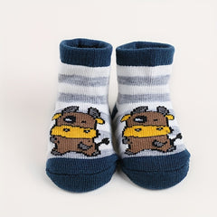 6pairs Baby Boys Socks Animal Pattern Striped Comfy Socks