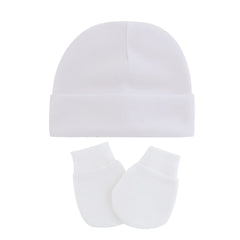 Newborn Hospital Hat Mittens Set Cotton Beanie Cap Gloves