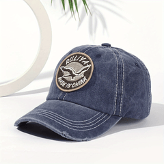 Soft Cotton Washed Baseball Cap with Solid Eagle Embroidery