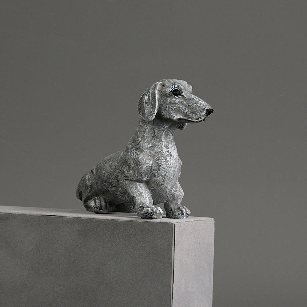 Cute Pug & Dachshund Dog Statues for Garden Decor