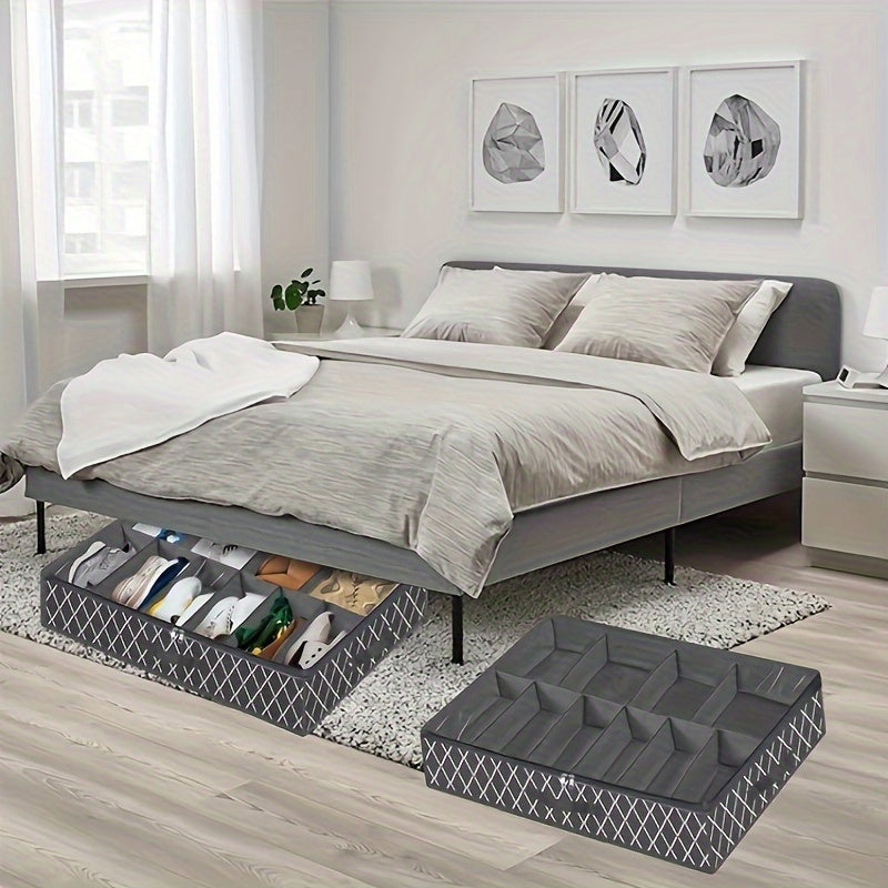 2pcs Under Bed Shoe Storage Organizer Foldable Fabric Shoes Container Box