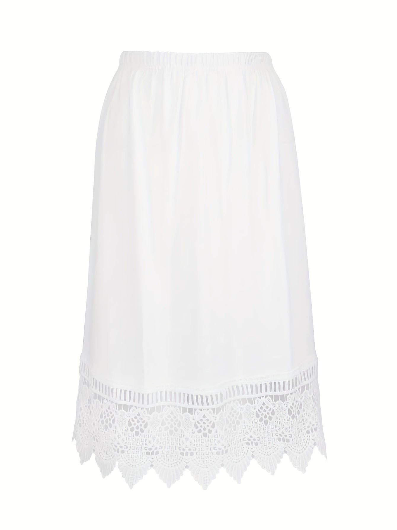 Solid Skirt Lace Stitching Scallop Trim Petticoat