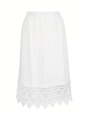 Solid Skirt Lace Stitching Scallop Trim Petticoat