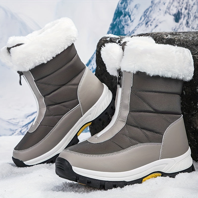 Women's Non-slip Winter Snow Boots with Zipper High Tube Hiking Boots