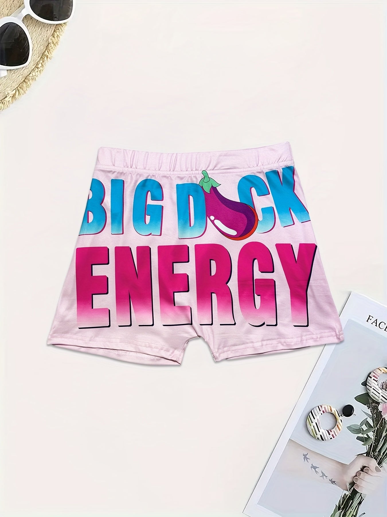 Letter Print High Waist Shorts Sexy Workout Slim Shorts
