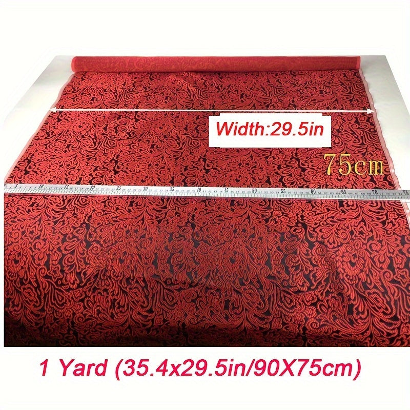 Jacquard Brocade Damask Fabric Red Handbag Sewing Cloth Tela 35 4x29 5in