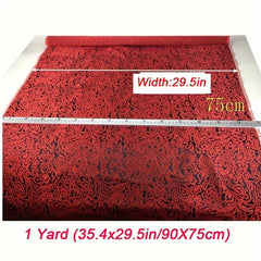 Jacquard Brocade Damask Fabric Red Handbag Sewing Cloth Tela 35 4x29 5in