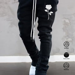 Rose Pattern Bell Bottom Pants Men's Stretch Hip Hop Jogger