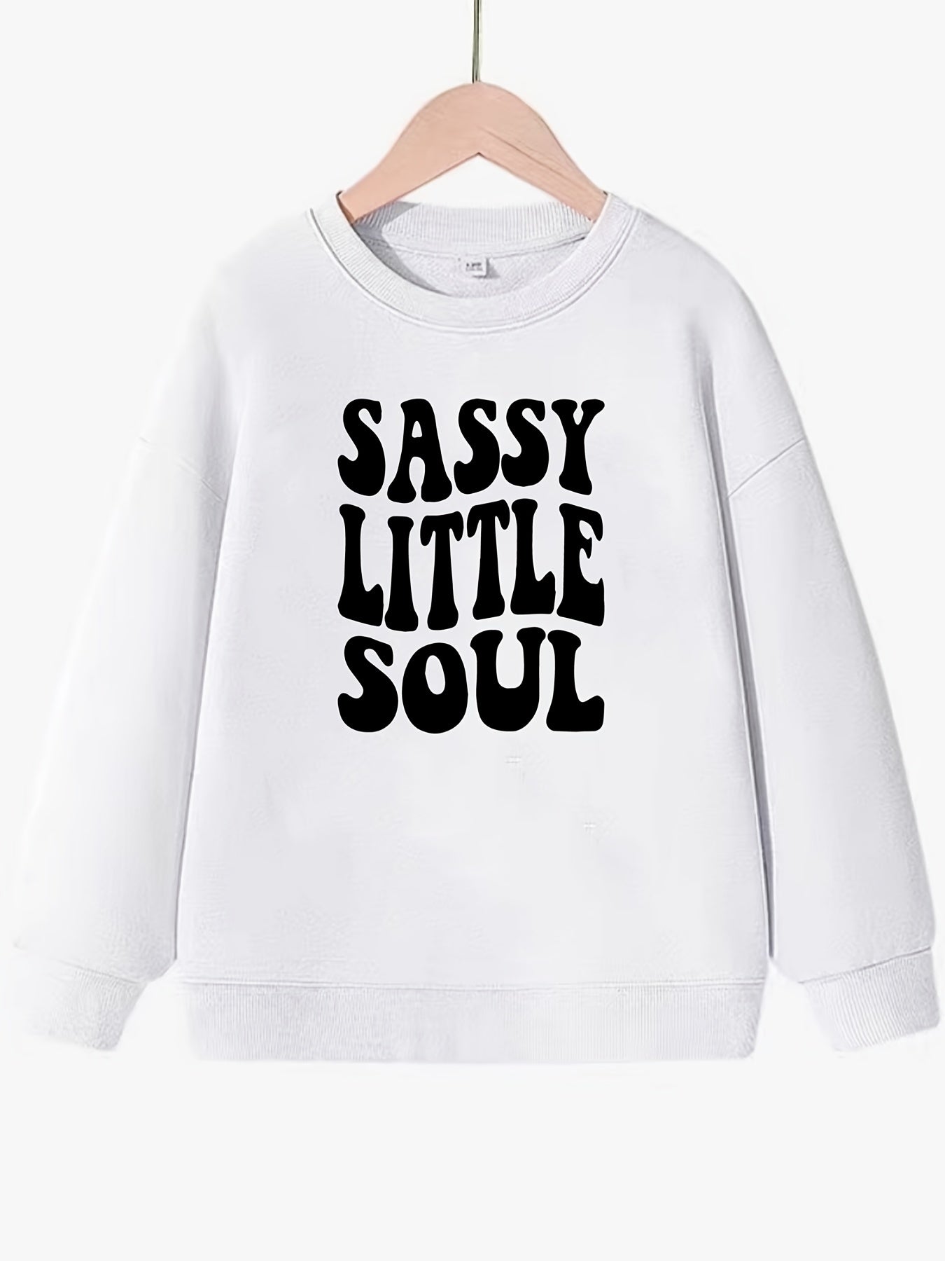 Girls Sassy Little Soul Print Crew Neck Sweatshirt Top Pullover
