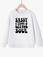 Girls Sassy Little Soul Print Crew Neck Sweatshirt Top Pullover