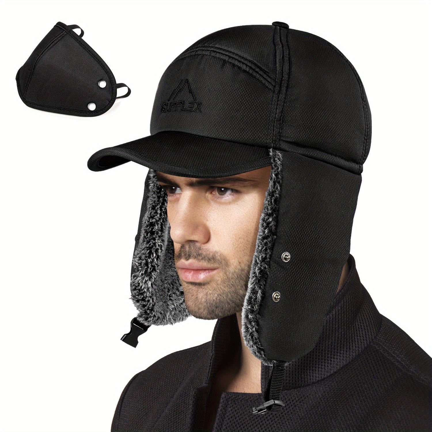 Men's Thermal Trapper Hat Fur Lined Windproof Cap