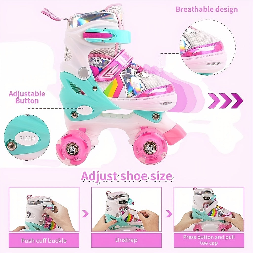 Adjustable Roller Skates for Girls Boys Kids with Light Up Wheels