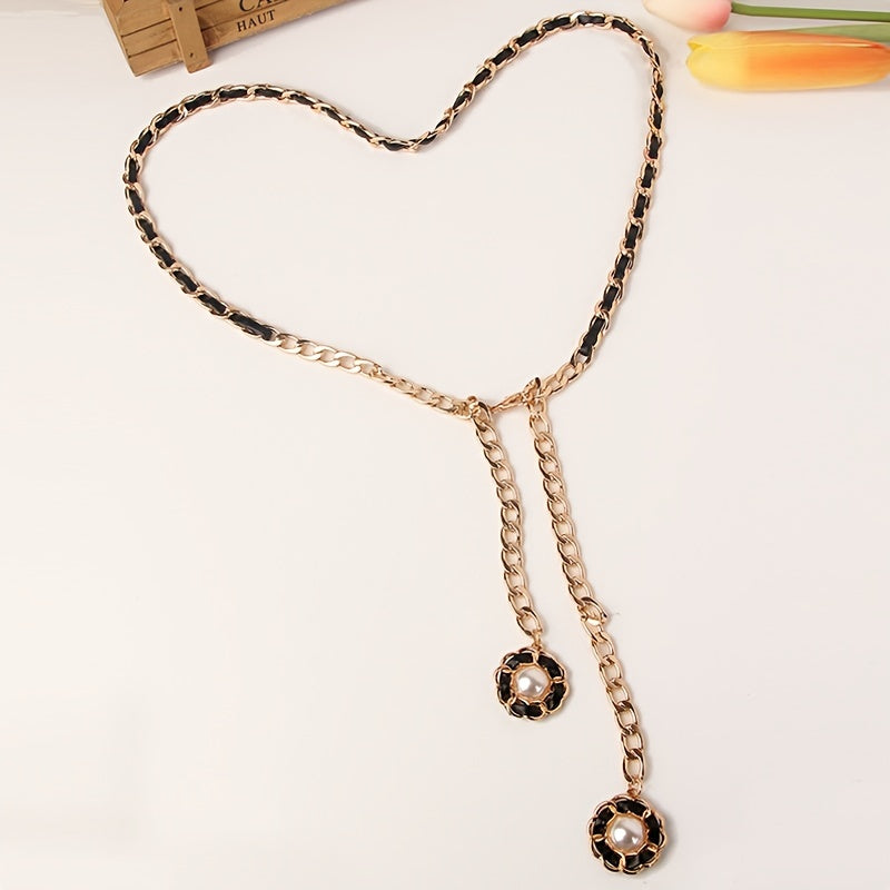 Women's Pearl Pendant Waist Chain Dress Decorative Belt