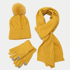 Women's Beanie Scarf & Tech Touch Gloves Set - Valentines