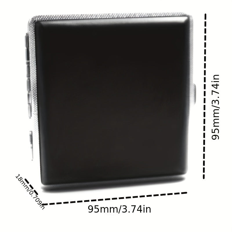 20 Pack Metal Clip Leather Cigarette Case Flip Cover Square Keychain