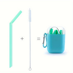 1pc Foldable Silicone Straw And Straw Brush Portable Straw