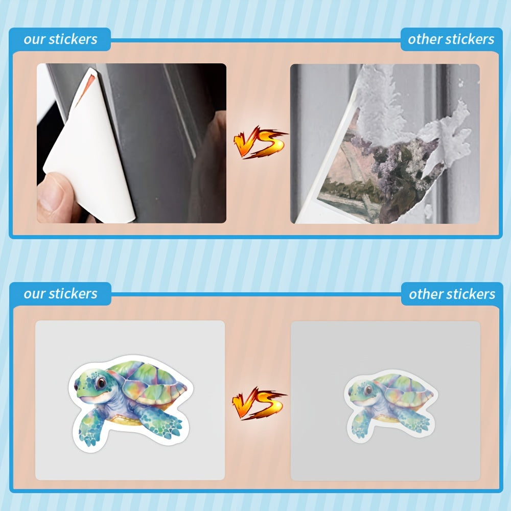 Sea Turtle Stickers 50pcs Colorful Ocean Animals Turtles Summer Sticker Pack