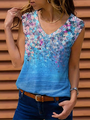 Women's Plus Floral Print V-Neck Tank Top