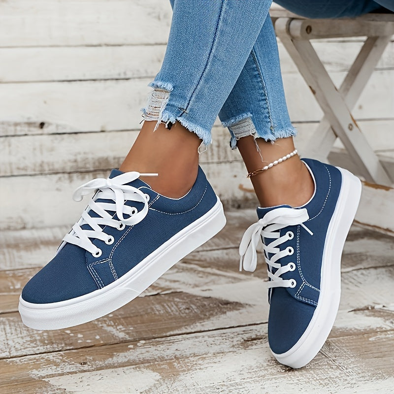 Women's Canvas Shoes Casual Lace Up Outdoor Sneakers Lightweight