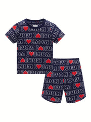 Boys Pajamas Set Short Sleeves & Bottoms Cozy Cotton Clothes