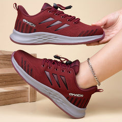 Women's Breathable Flying Woven Sneakers Casual Lace Up Outdoor Shoes