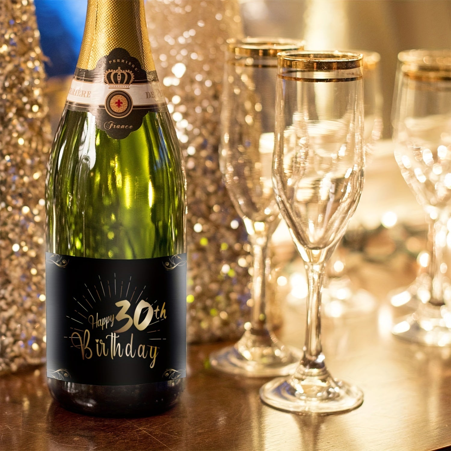 30th Birthday Bottle Labels for Champagne & Wine Bottles