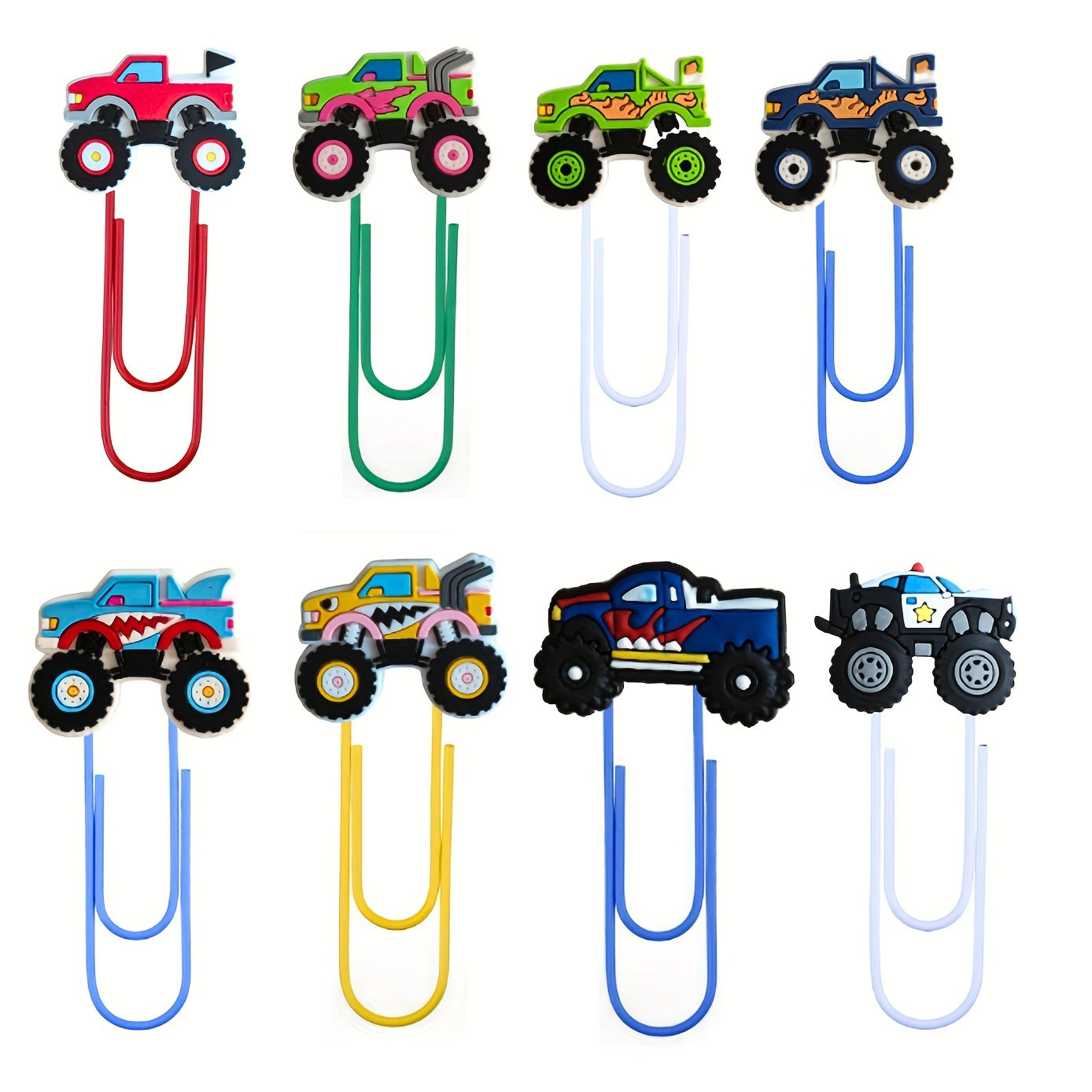 8pcs Monster Truck Paper Clips Office Supplies Desk Accessories Stationery