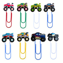 8pcs Monster Truck Paper Clips Office Supplies Desk Accessories Stationery