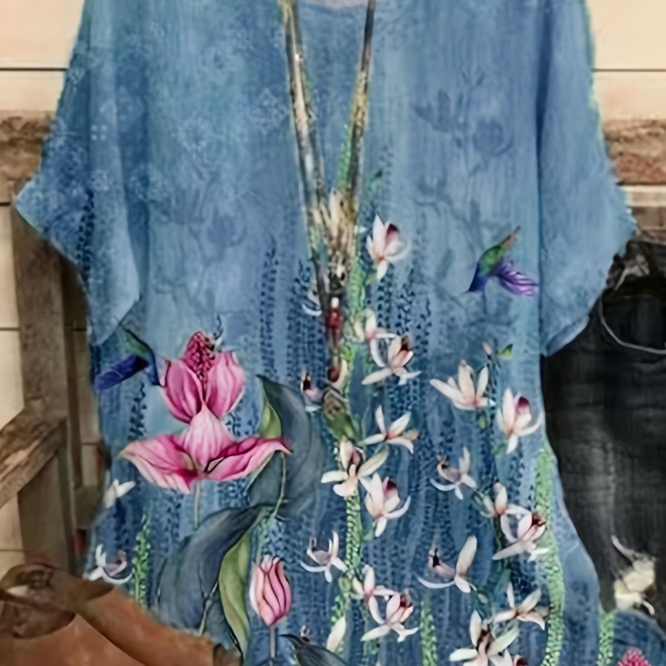 Floral Print Short Sleeve Round Neck T-shirt