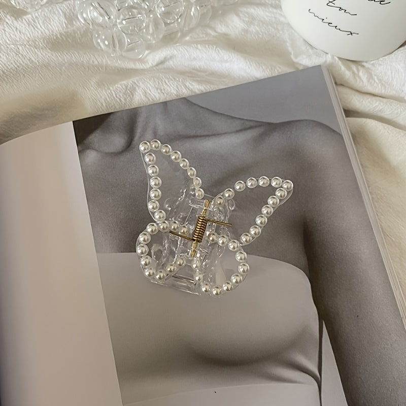 Faux Pearl Butterfly Hair Clip Small Hairpin