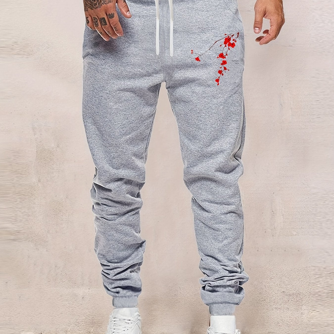 Plum Blossom Drawstring Sweatpants for Men