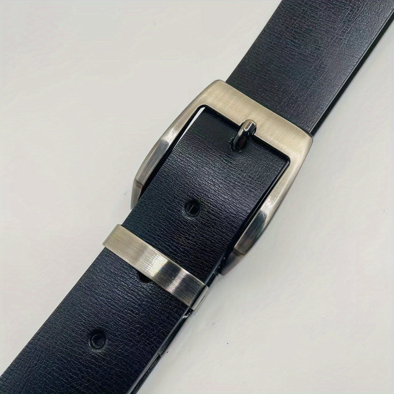 Double-sided Cowhide Leather Rotating Pin Buckle Business Belt
