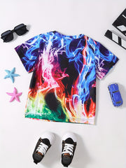 3D Printed Flame T Shirt for Boys - Summer Outfit