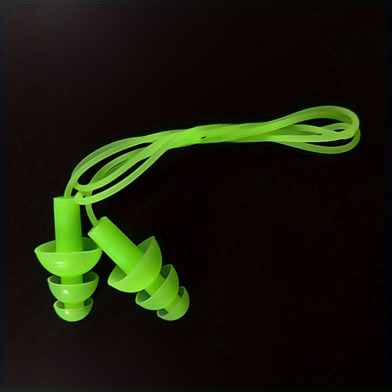 Silicone Soundproof Earplugs Waterproof Swimming With Lanyard
