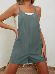 Dual Pockets Cami Romper Jumpsuit Women's Clothing