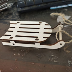 DIY Christmas Wooden Mini Sled Car Desktop Decoration