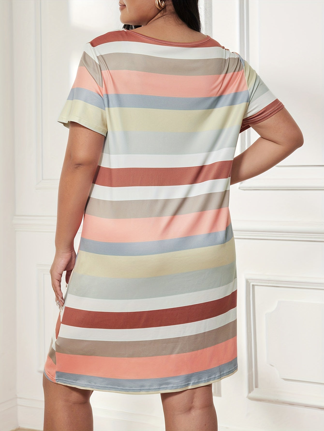 Stripe Short Sleeve Tee Dress