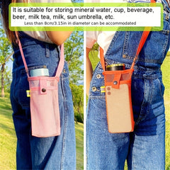 Water Bottle Holder Bag with Adjustable Shoulder Strap for Outdoor Activities