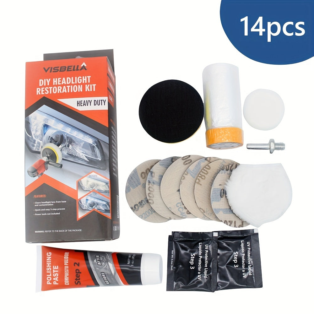 Car Headlight Restoration Kit Lens Cleaning & Polish