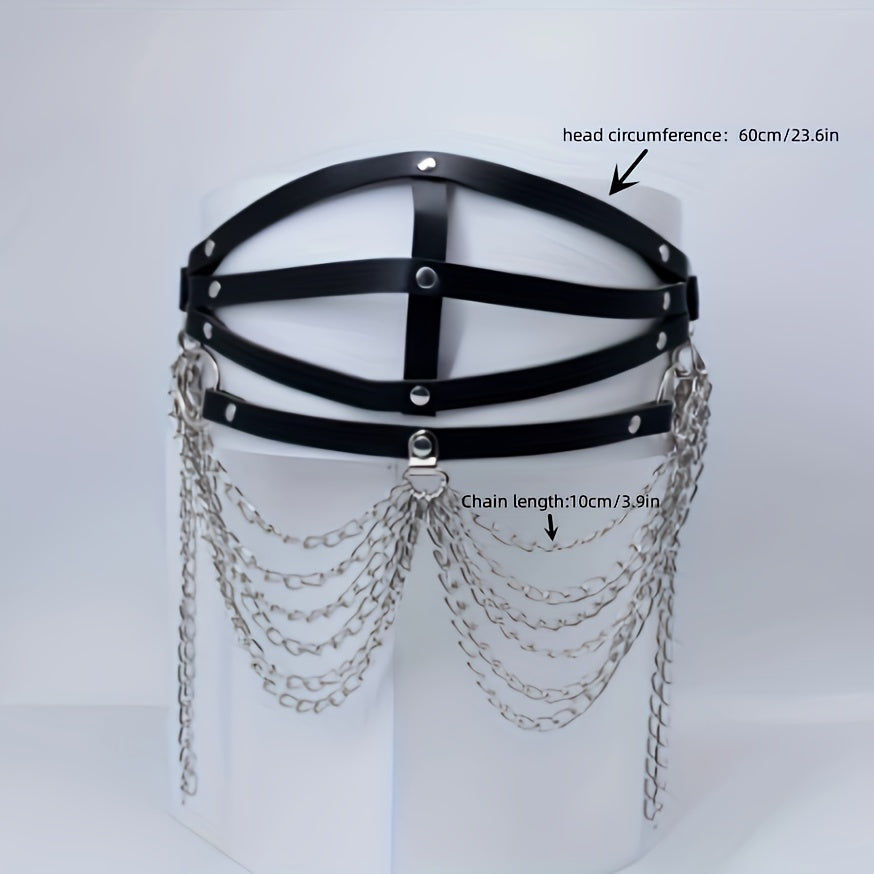 Gothic Chain Tassel Strappy Mask Halloween Cosplay Studded
