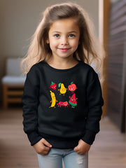 Breathable Cartoon Fruit Graphic Crew Neck Long Sleeve Sweatshirt Pullover
