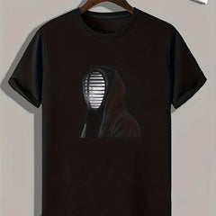 Masked Person Print Men's Graphic T-shirt for Summer