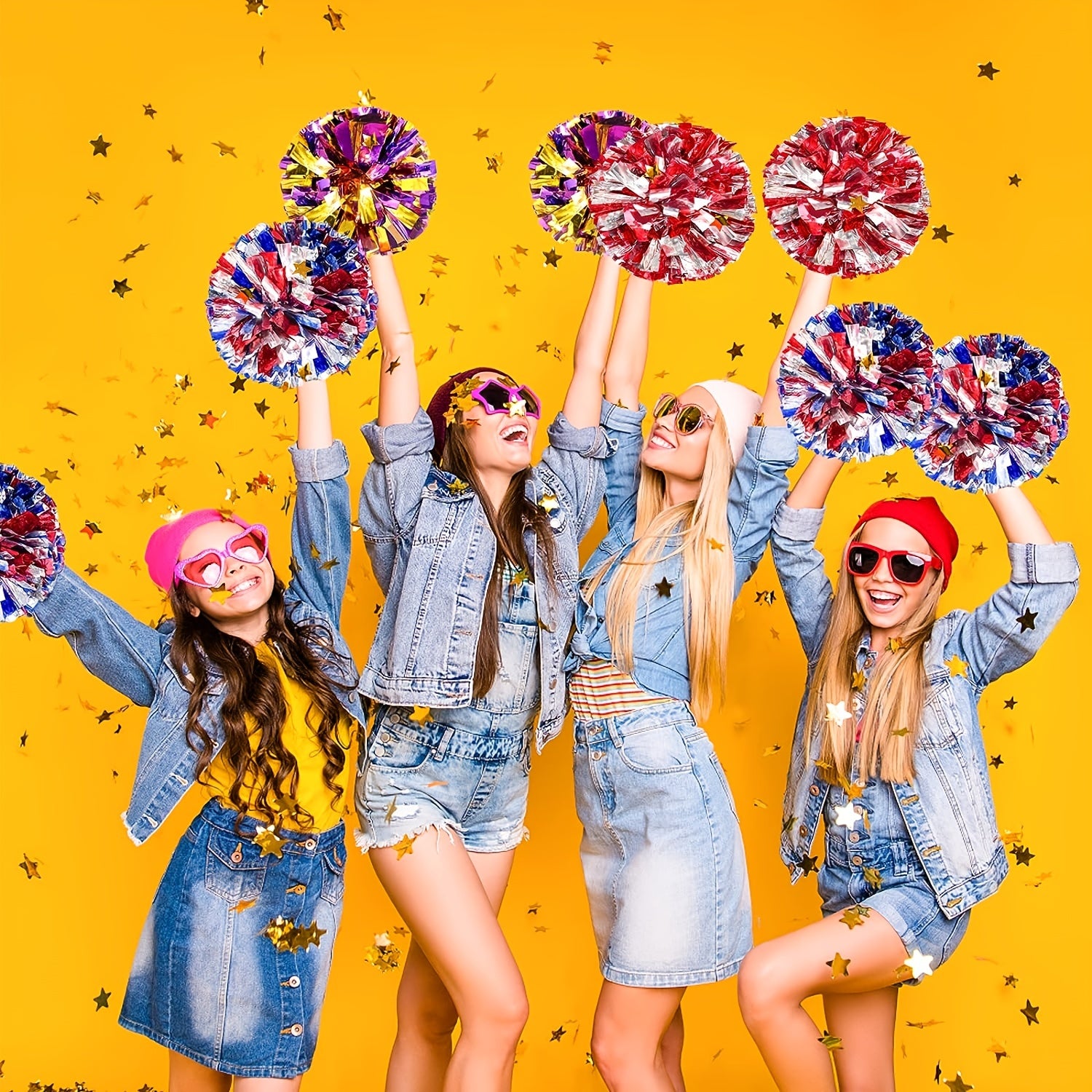 Waterproof Cheerleading Poms with Soft PVC Handle