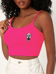 Gothic Skull Print Cami Sleep Tops Sleeveless Halloween Top