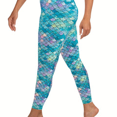 Fish Scales Print Sports Leggings